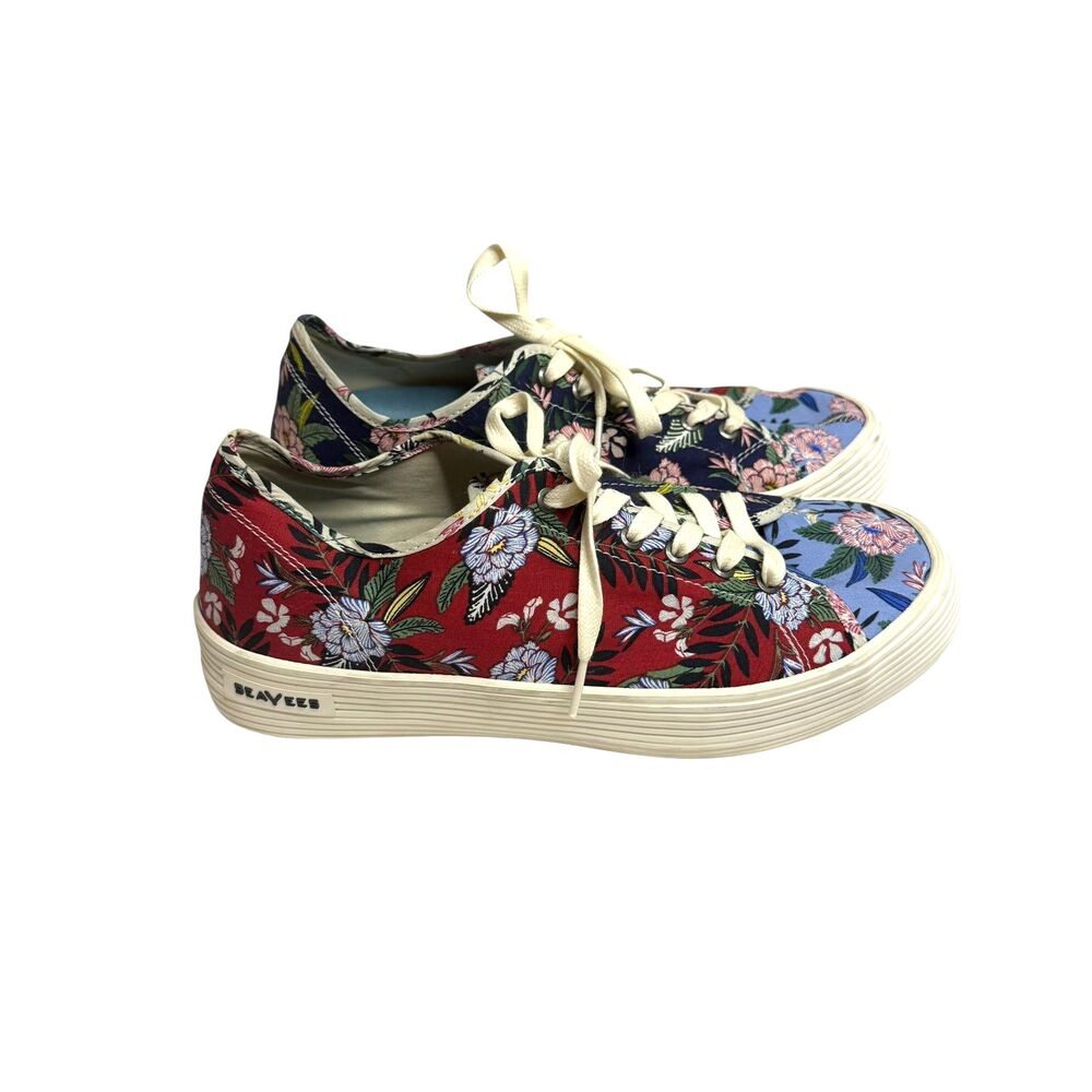 SeaVees Monterey Legend Canvas Sneaker Shoe Flower Patchwork Poplin Twill 9.5